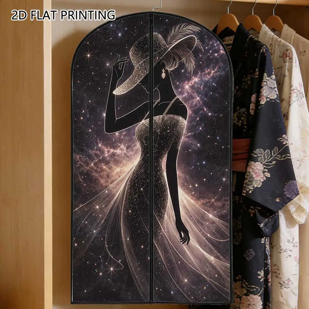 1pc Star Lady Silhouette Compressed Dust Cover Clothes Compression Hanging Storage Bag Household Wardrobe Organizer