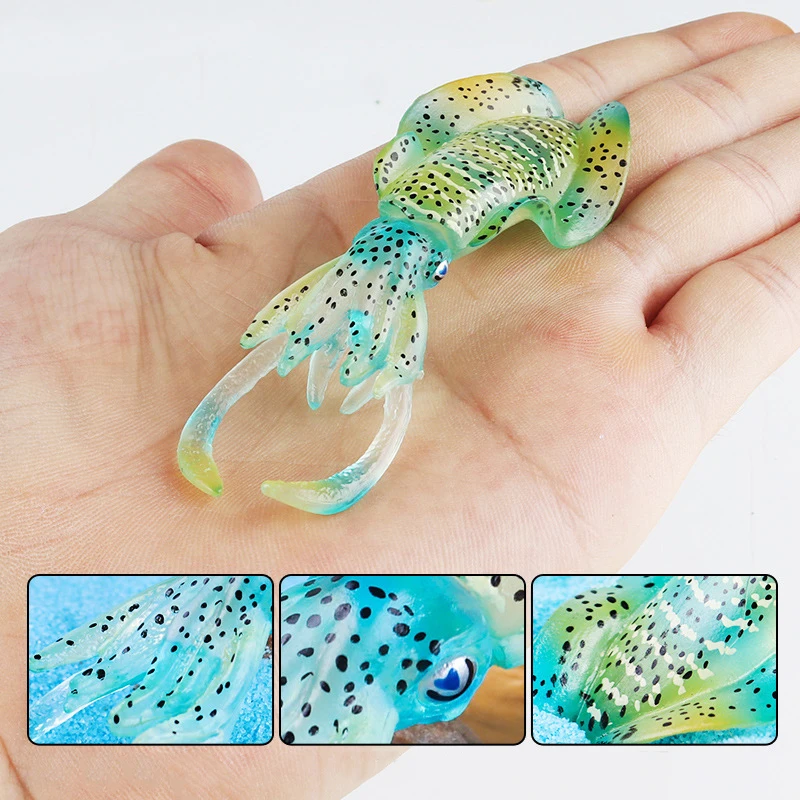 1Pcs  Simulation Marine Life Model Figures Spotted Squid Octopus Animal Ornaments Kid Toy Gift