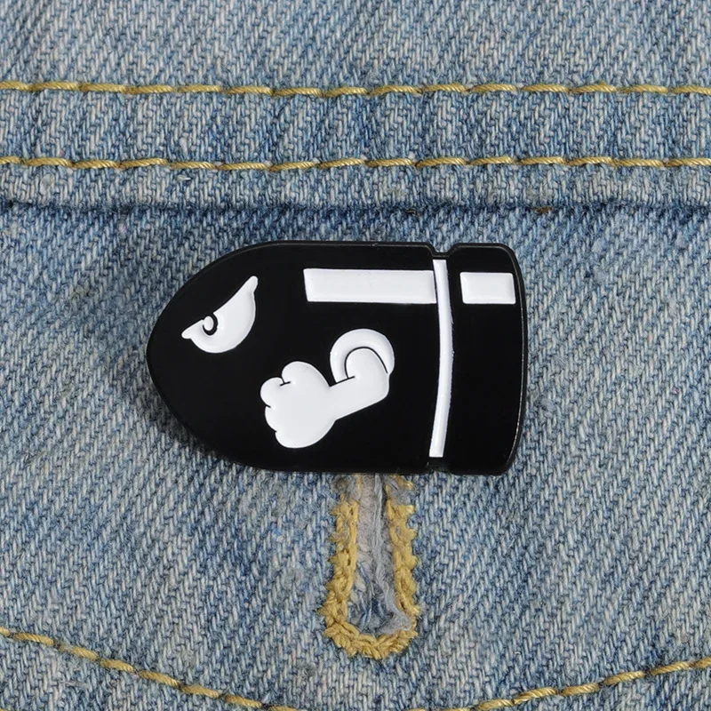 Cartoon Bullet Enamel Pin Creative Fist Design Brooch Funny Anime Style Lapel Badge Punk Fashion Accessories For Clothing Bags