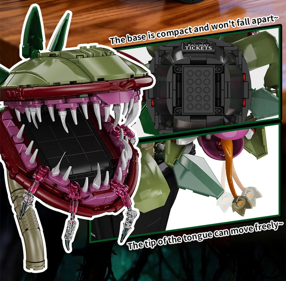 Creative Carnivorous Potted Plant Man-Eating Flower Building Blocks Home Decoration Collection MOC Bricks Toys Halloween Gift