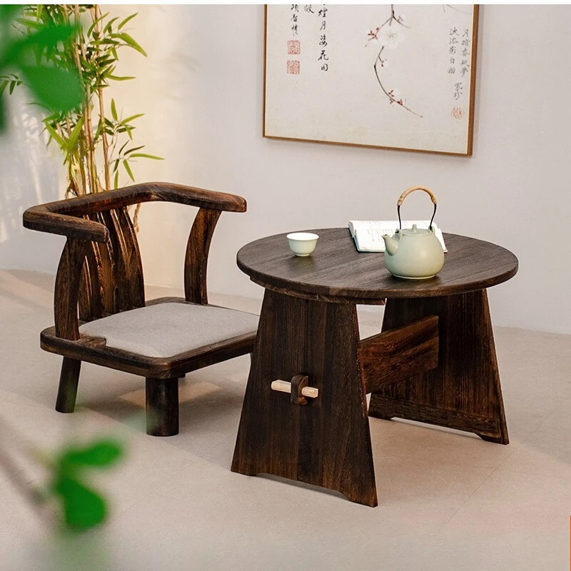 Solid Wood Round Coffee Table Detachable Tea Tables Japanese Style Low Floor Desk Balcony Tatami Furniture Living Room Accent