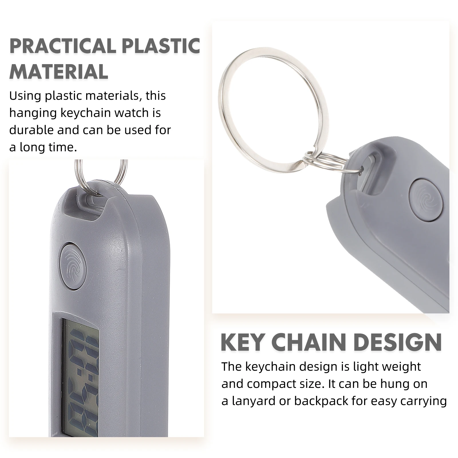 

Key Ring Hanging Plastic Key Chain Digital Pendant For Students Silent Portable Pocket Watch Lightweight Durable Time
