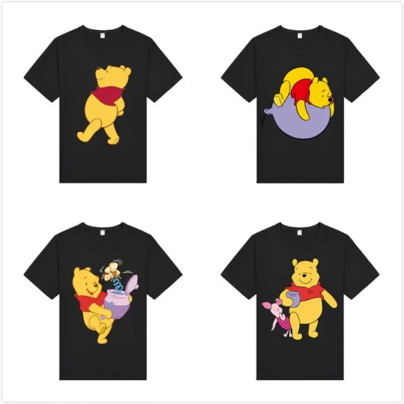 Disney Short Sleeve Top Cartoon Winnie The Pooh Short Sleeve T-Shirt Women's New Summer Dress Cute Girls Loose Top