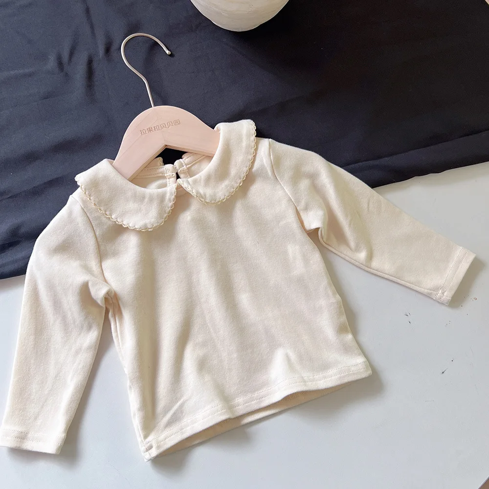 

Весенне-осенний стиль, корейская детская хлопковая нижняя рубашка, однотонная, простая и удобная детская модная одежда