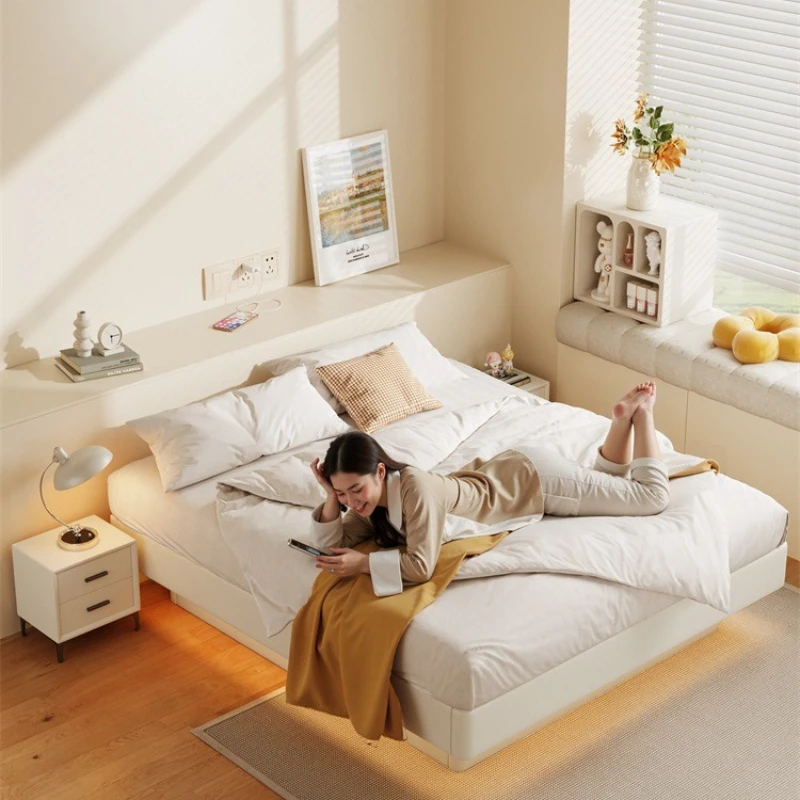 

No bedside suspended storage bed tatami solid wood row skeleton small apartment household air pressure high box storage box