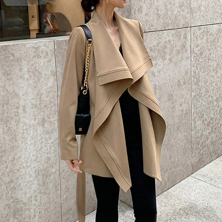 Elegant Vintage Long Waistcoat Women's Spring Autumn New Style Small Size Shoulder Level Outerwear Polyester Fiber Coat