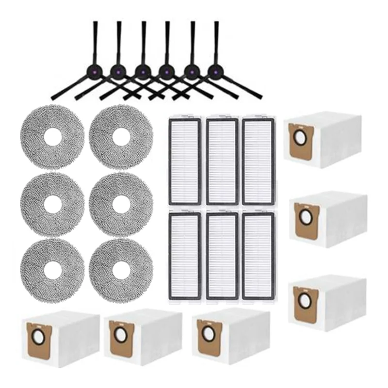B25B Side Brush Hepa Filter Mop Cloth Dust Bag 24PCS For JONR P20 PRO/T5 Pro Robot Vacuum Cleaner Replacement Parts