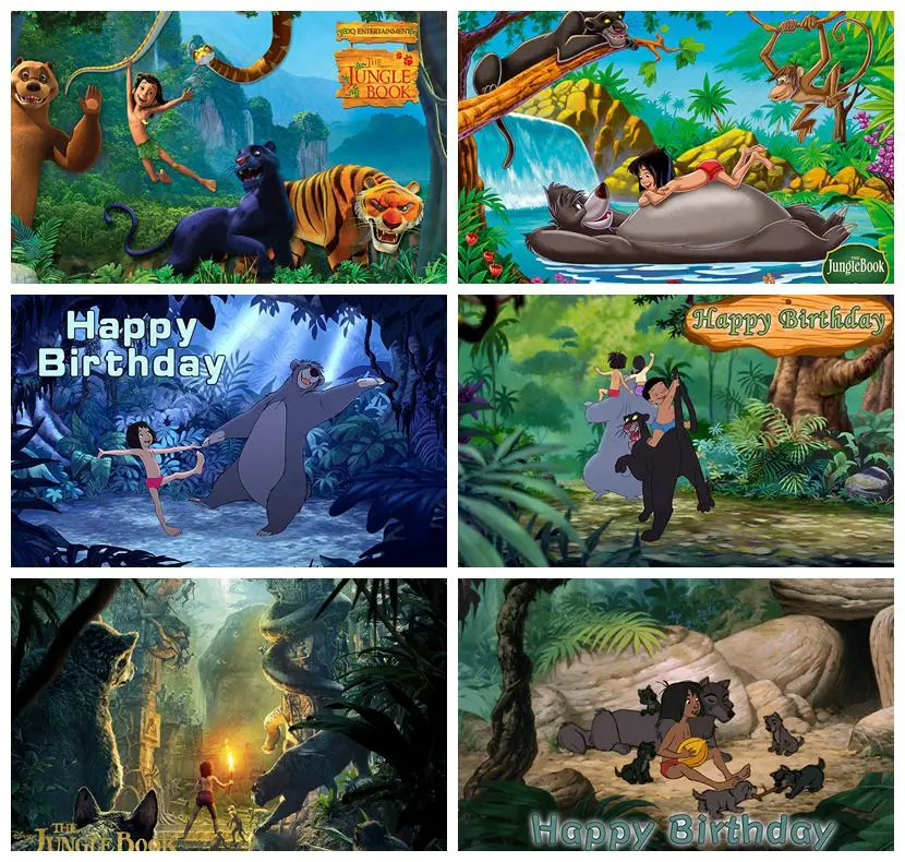 Jungle Book Mog Backdrop Happy Birthday Party Newborn One Year Old Customized Background Children Boy Girl Photo Studio