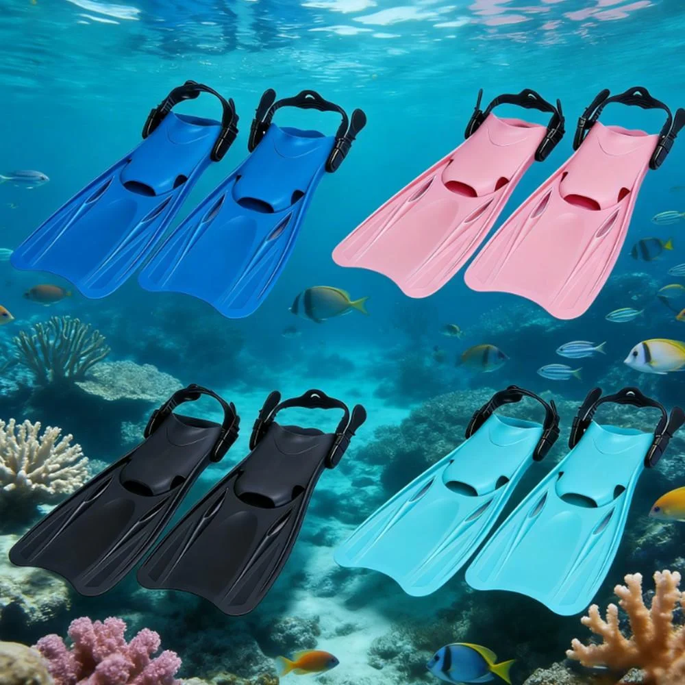2pcs Professional Adjustable Diving Fins – Lightweight TPR Material, Comfortable Cut-Out Design with Quick-Release Buckle Straps