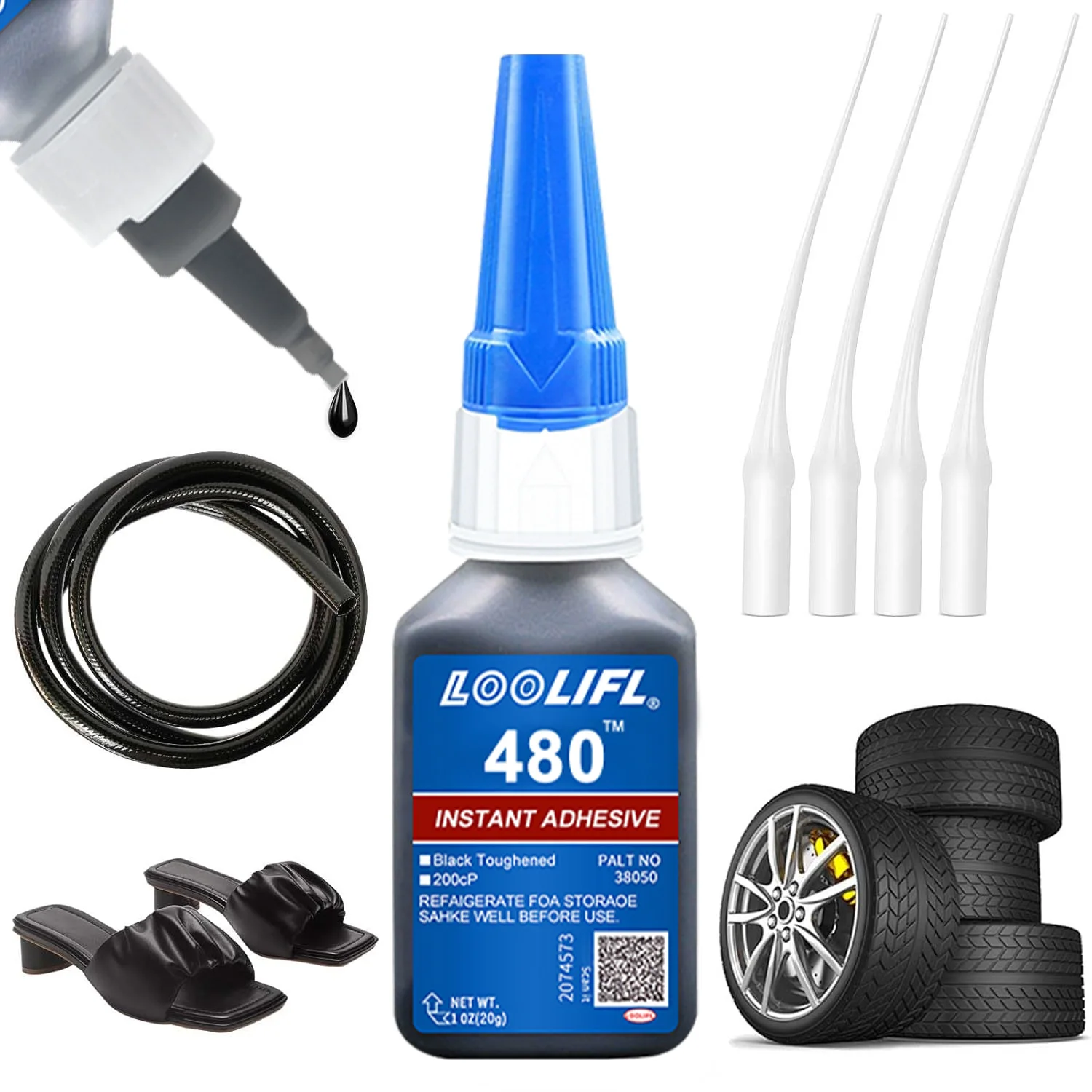480 Black Strong Quick-Drying Glue, Powerful Liquid Glue for Leather, Rubber, Wood, and Metal, Emergency Repair Glue, Non-Corrosive Instant Adhesive for Leather, Strong Rubber Glue