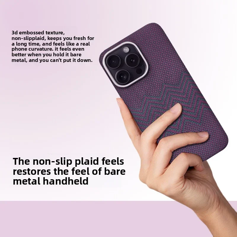 Mysterious & Handsome Purple Carbon Fiber Case - Magnetic Charging Function for iPhone 13/14/15/16 Pro MAX, Shockproof