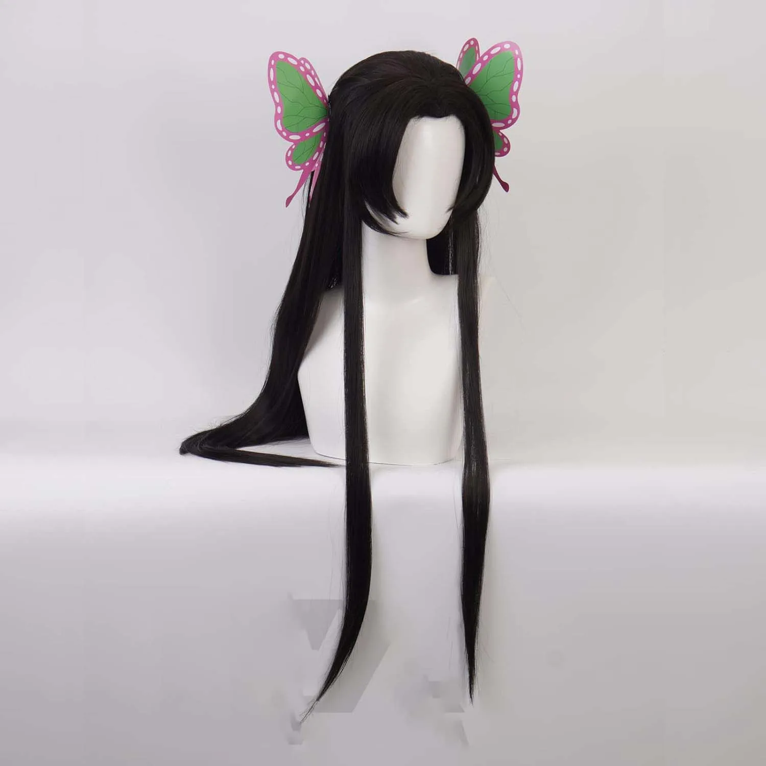 حفلة الهالوين Kochou Kanae Demon Slayer Cosplay شعر مستعار أسود طويل للنساء