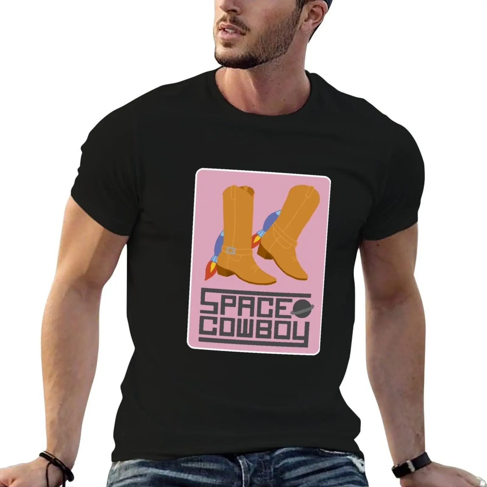 Space Cowboy Rocket Boots T-Shirt Short sleeve tee sweat mens graphic t-shirts hip hop