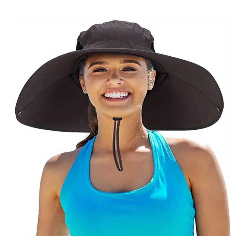 European and American outdoor hat with enlarged brim, men's fisherman hat, waterproof sun hat, sun protection hiking hat