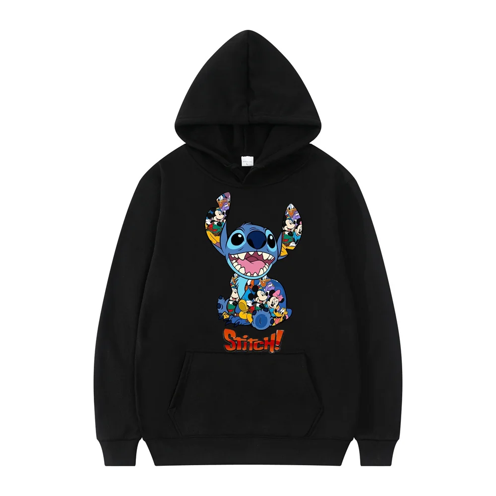 Stitch Disney Anime Hoodie Print Sweatshirt Boys Fleece Pullover Y2k Sudadera Disney Casual Hoodies Jacket Kids Clothes Girls