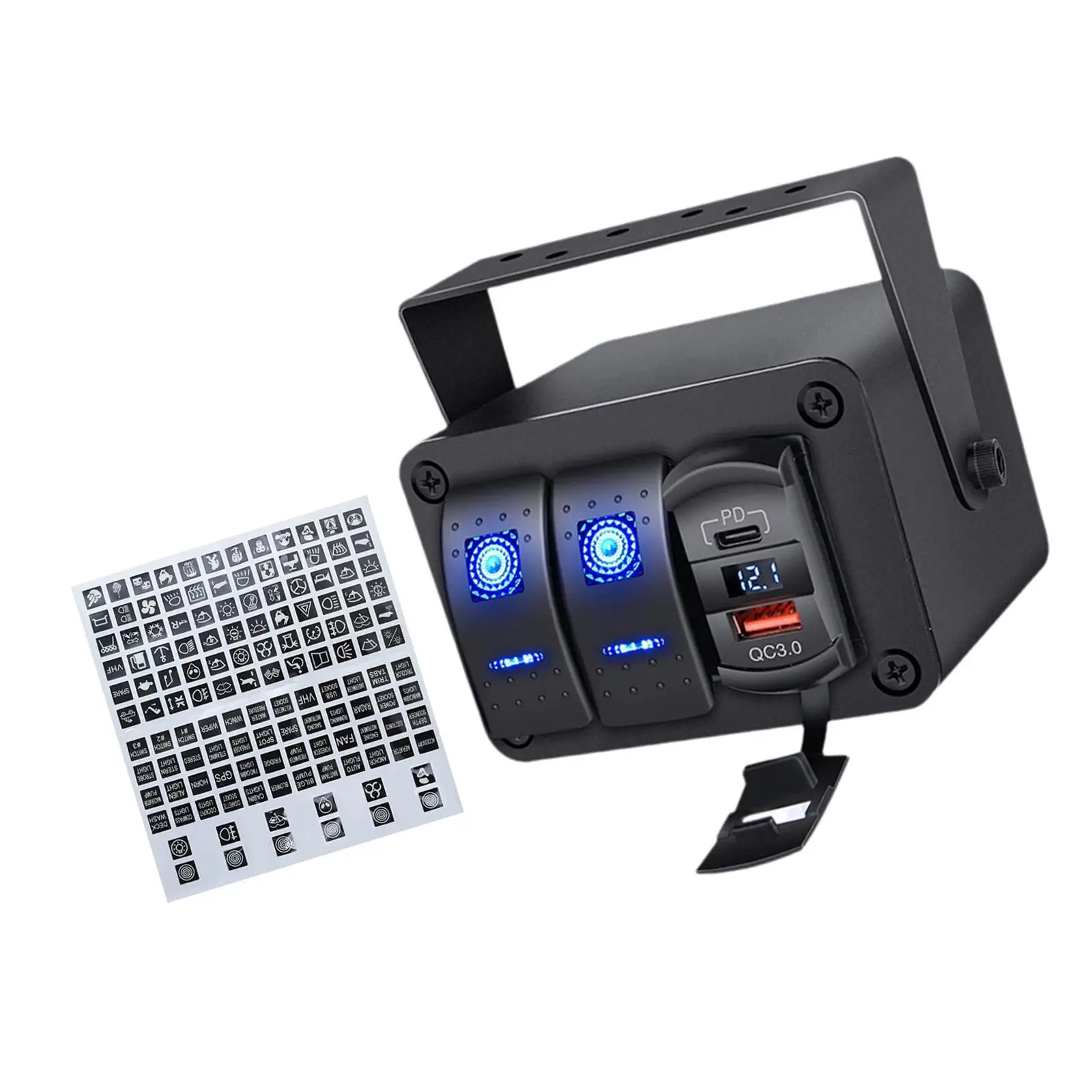 Rocker Switch Control Panel LED Bar Switch Panel 12V 24V DC Quick Charge