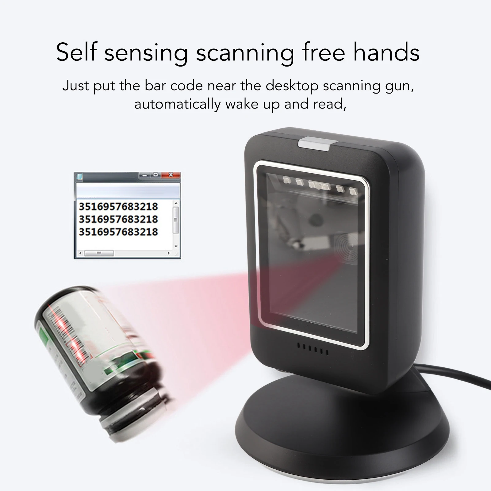 Scanner di codici a barre a mani 2D Previene la incursione Lettore di codici a barre desktop cablato USB omnidirezionale ad alta velocità per negozi al dettaglio