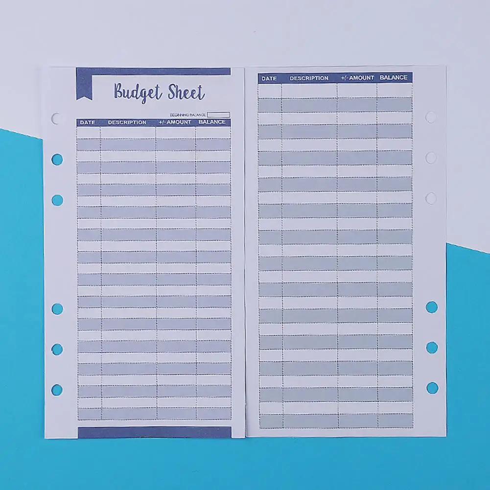 Long-lasting Sheets Binder Sheets Planner Inserts 12pcs Multi-color Expense Tracker Sheets for 6 Rings Binder Cash