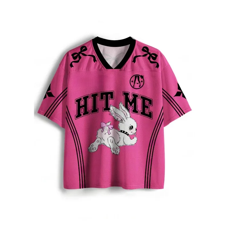 2026 New Jersey Sports Short Sleeved T-shirt, V-neck Short Sleeved T-shirt, Y2K Sports Fashion 3D Printed Quick Drying Jersey view 2