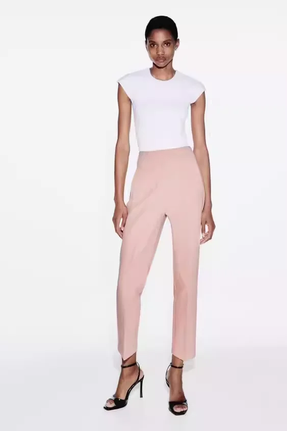 

High Waist Slimming Casual Pants Summer New Women's Faion 96% plus Content High Waist Slim Fit Long Pants Commute Sle
