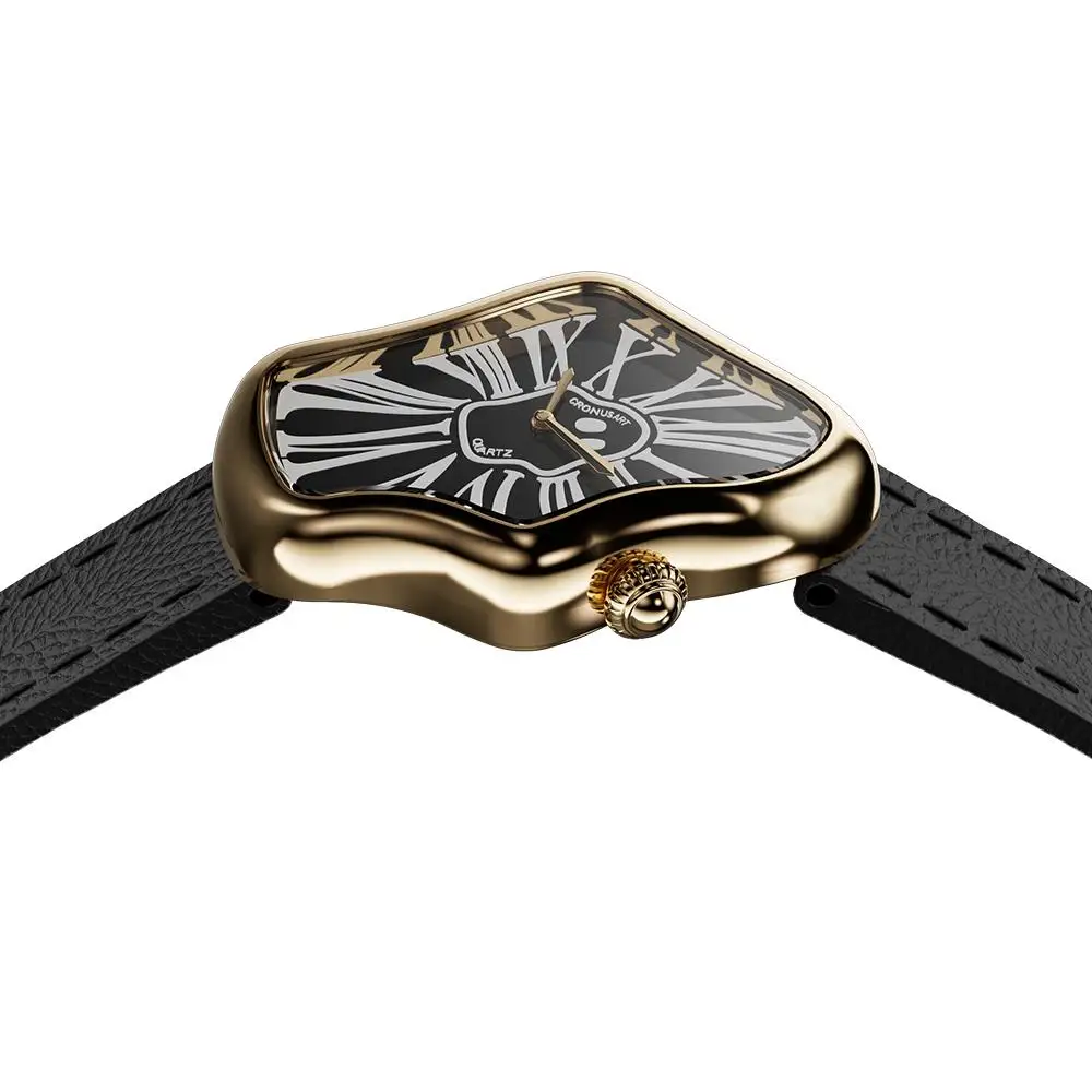 CRONUSART 여성용 쿼츠 시계, 여성용 손목시계, 불규칙한 케이스, 크리스탈 미러 두께 7.9mm, 28mm * 46mm