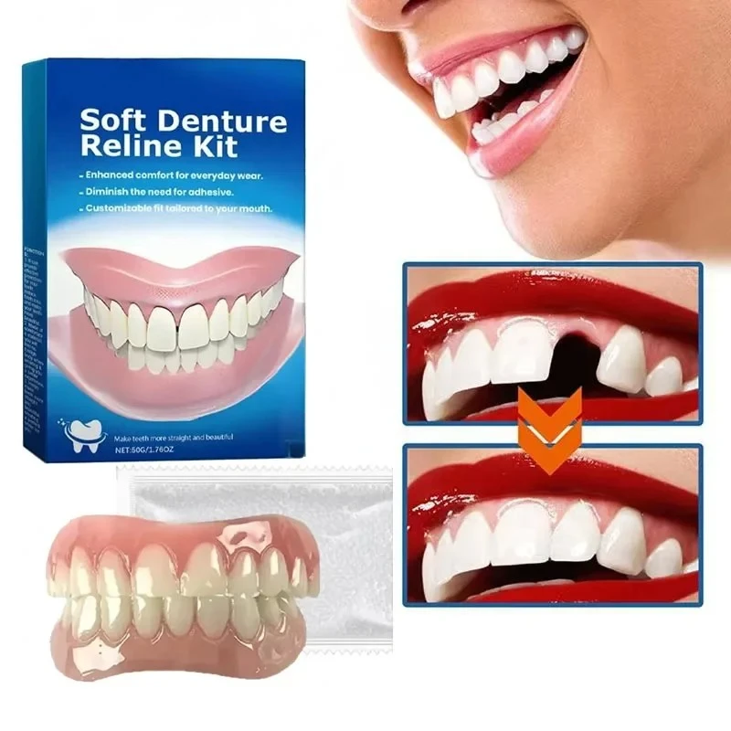 طقم أسنان من السيليكون، طقم أسنان من السيليكون، حزمة حساء طقم أسنان، مجموعة عالية ومنخفضة المستوى، سهلة الاستخدام، العناية بالأسنان