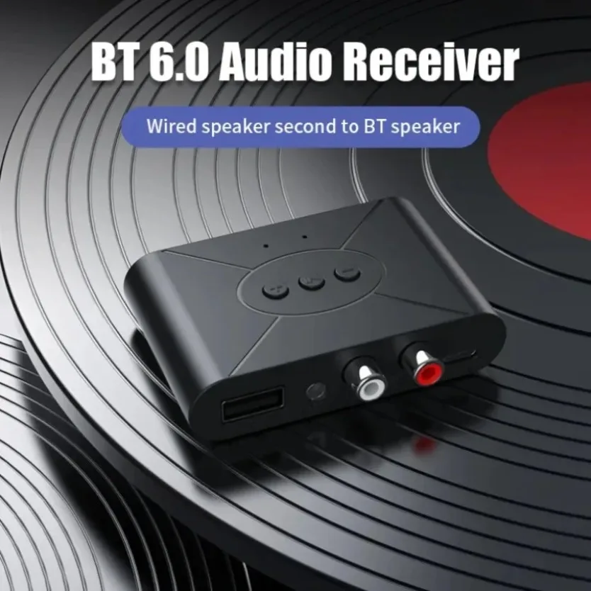 Bluetooth 6.0 Wireless Audio Receiver For Car AUX Input RCA Lotus Port Adapter With Clear Call Mic Stable 10M Bluetooth Signal