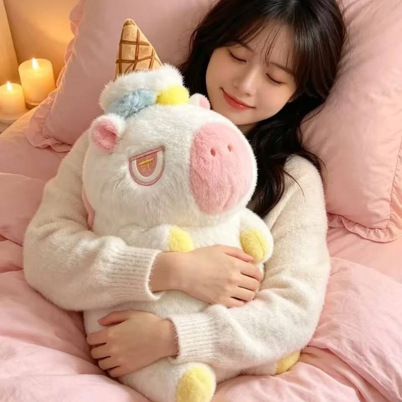 Cute Ice Cream Unicorn Capybara Plush Doll Soft Stuffed Capibara Toy Fluffy Bed Pillow Kawaii Gift for Girls Children