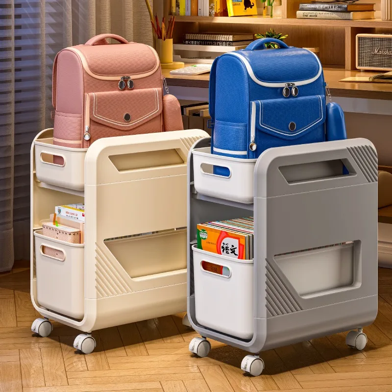School bag rack removable trolley household multi-layer book storage rack