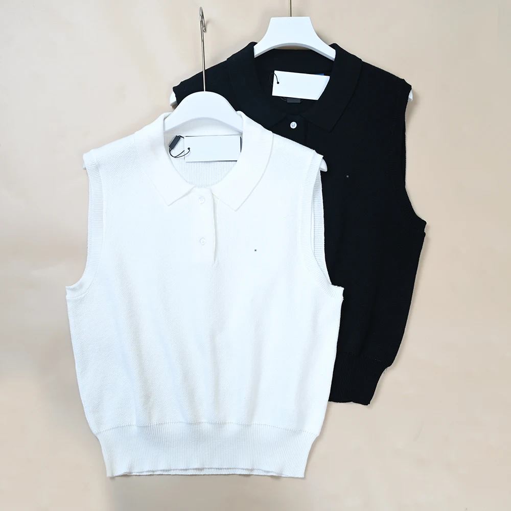 

New Women's Embroidered Short Sleeveless Neck Knitted Vest Casual Style Summer Fashion Ladies' Knitted Wear Single Piece