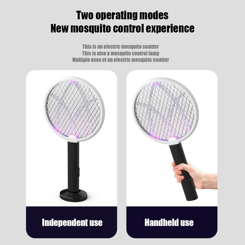 Household Electric Mosquito Swatter 2-in-1 USB Insect Killer Racket Rechargeable Multifunctional Powerful Mosquito Killer Lamp