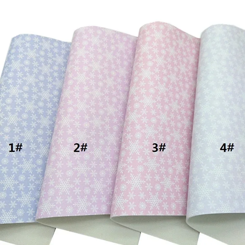 Pastel Colors Snowflakes Felt Back Synthetic Leather Sheets Faux Leather Fabric For Bows Earrings Handmade DIY 21X29CM FZ604A