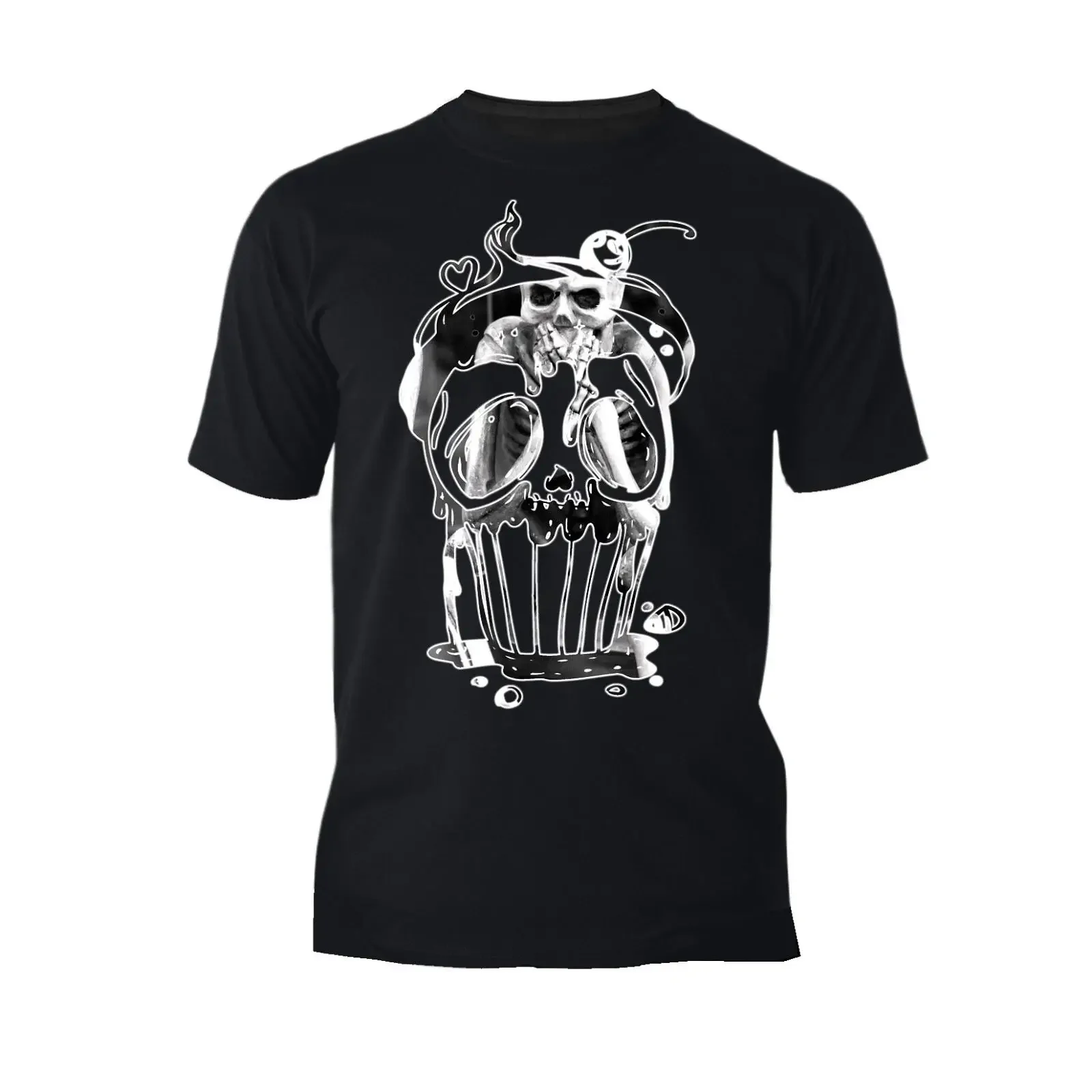 Halloween Horror Cupcake Totenkopf Graffiti Schablone Kunst Grusel Offiziell Herren T Shirt vintage Washed graphic homme Casual