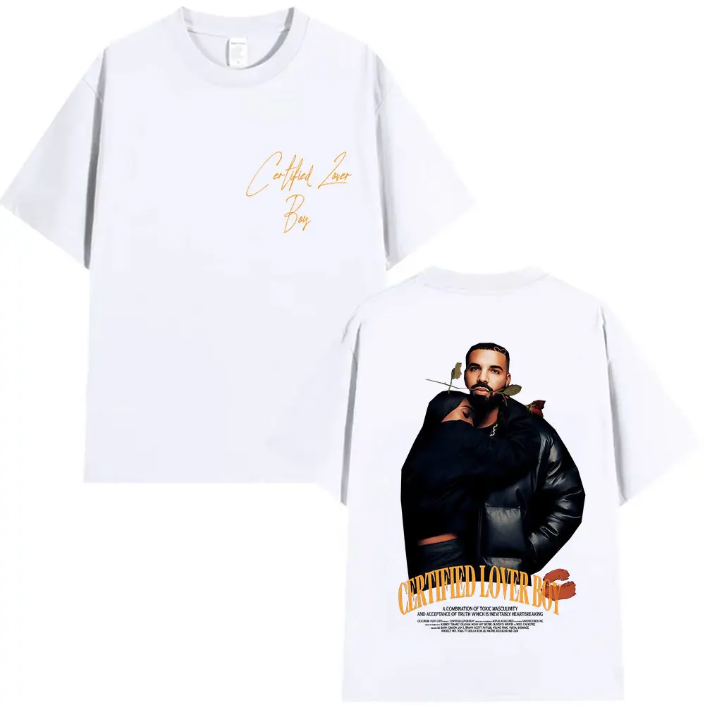 مغني الراب دريك معتمد عاشق الصبي ألبوم جولة 2025 تي شيرت الرجال الهيب هوب القوطية الملابس تي شيرت خمر القطن المتضخم تي شيرت #2
