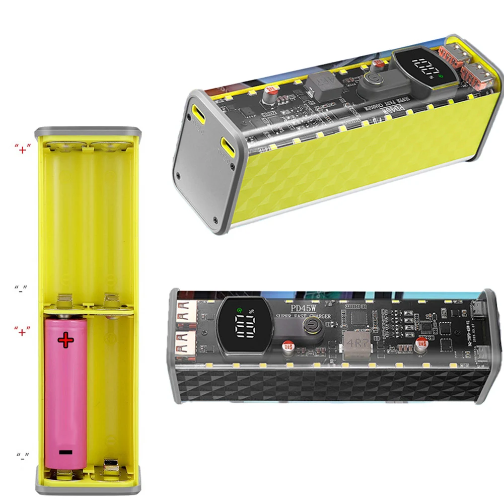 

Портативный чехол для аккумулятора 22,5/45 Вт без аккумулятора, прозрачный чехол, чехол для аккумуляторов, без пайки, для 8 аккумуляторов большой емкости 18 650