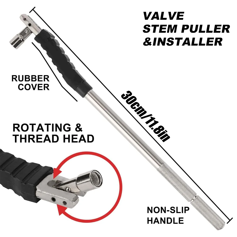 Tire Valve Stem Puller Tool No Scratch with Valve Core Tool Perfect Replacement for Universial Car Valve Stem Extenders Straight