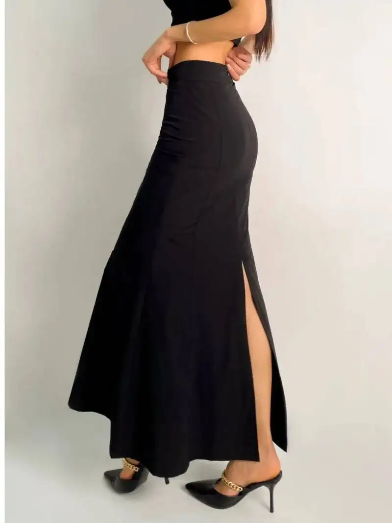 Sexy Spicy Girl Women's 2026 Summer New Style Rear Slit Wrap Buttocks Tight Fitting Fish Tail Skirt Solid High Waisted ZH0P