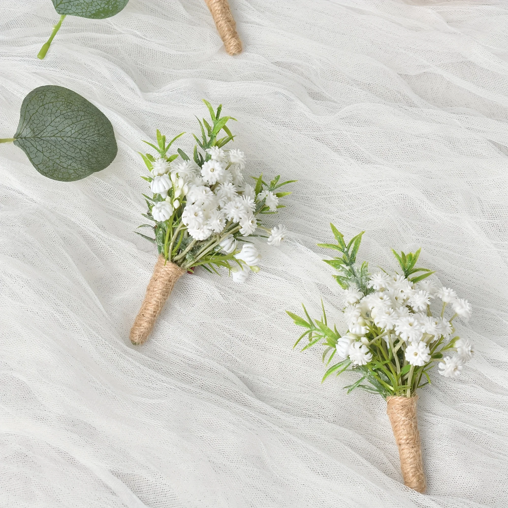 

6 шт., бутоньерки BabyBreath для мужчин, белая бутоньерка для жениха и жениха с булавкой для деревенской осенней винтажной свадьбы