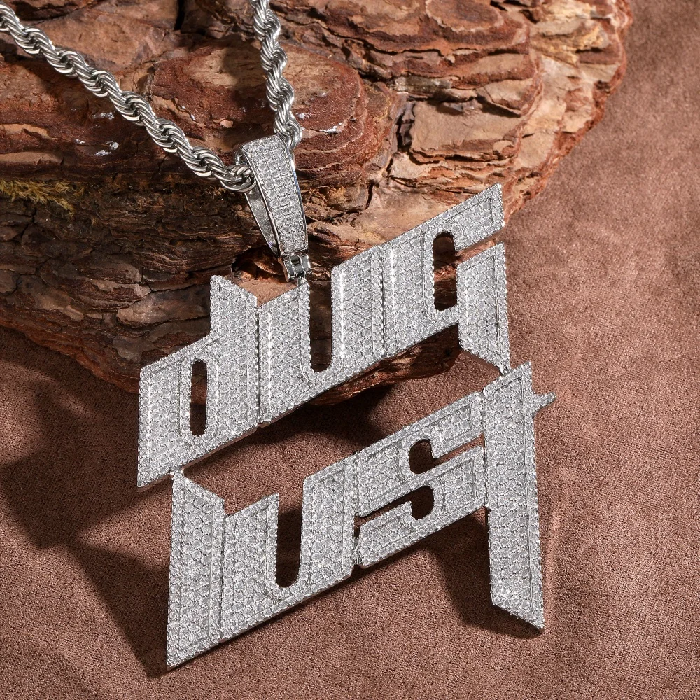 

Пользовательский кулон с буквой «Iced out Italic Blade», ожерелье в стиле хип-хоп для мужчин, изысканные ювелирные изделия с именной табличкой, модный подарок