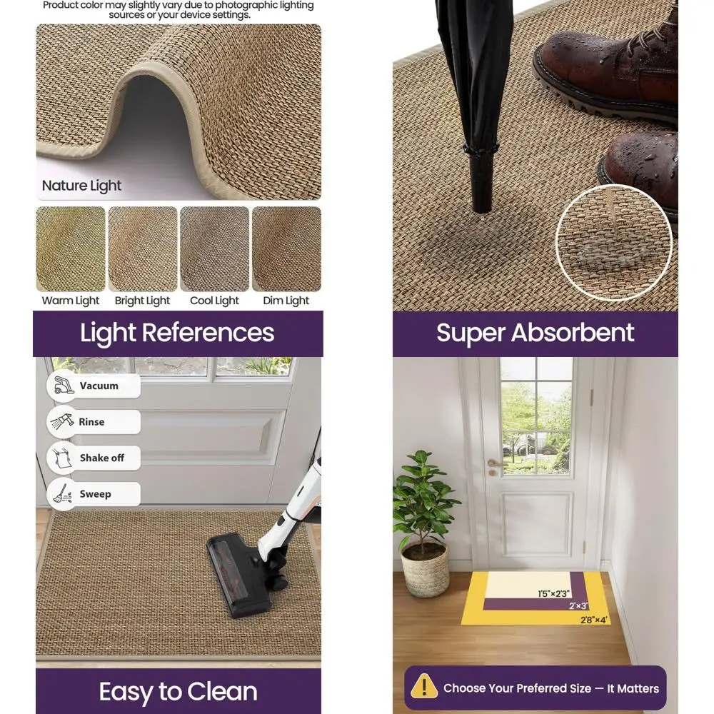 

24x36 Beige Indoor Entry Mat with Non-Slip Rubber Backing and Low Profile for Easy Dirt Trapping