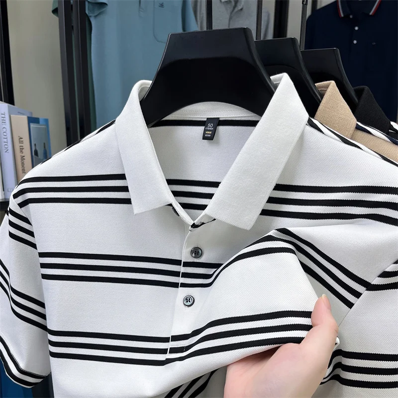

2026 Summer New Style Men's Felt Shirt Family POLO Collar Short Sleeve