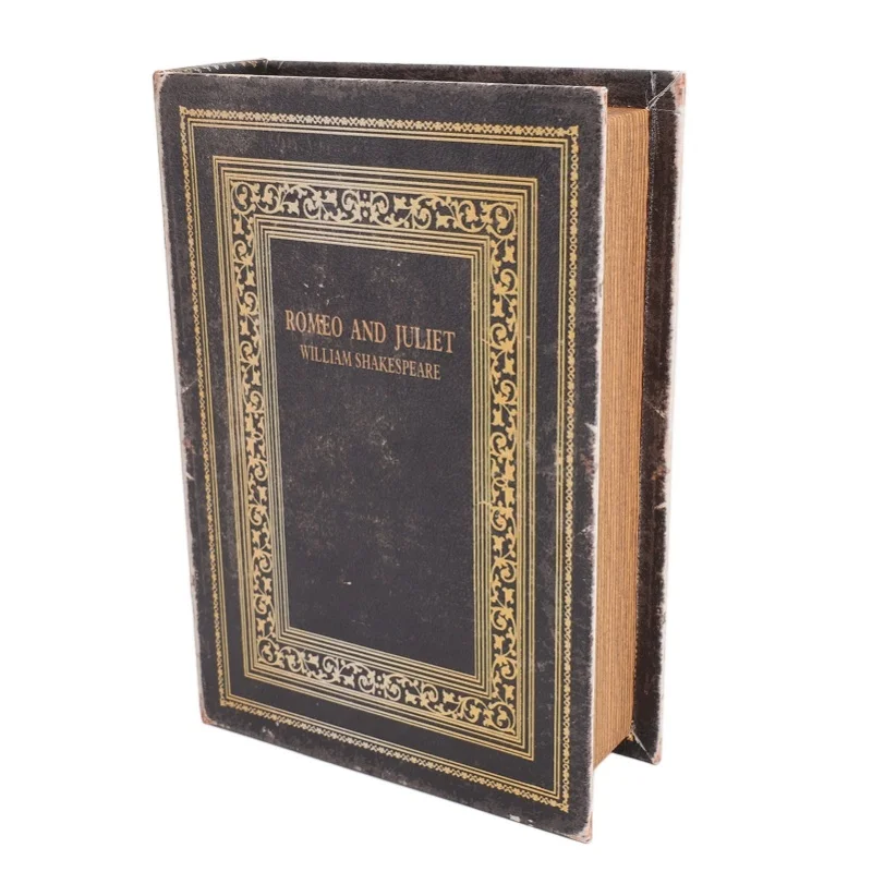 

D2 Decorative Book Box Wood Leather European Vintage Book Shape Storage Box Faux Antique Book Box For Home Hotel Office Decor