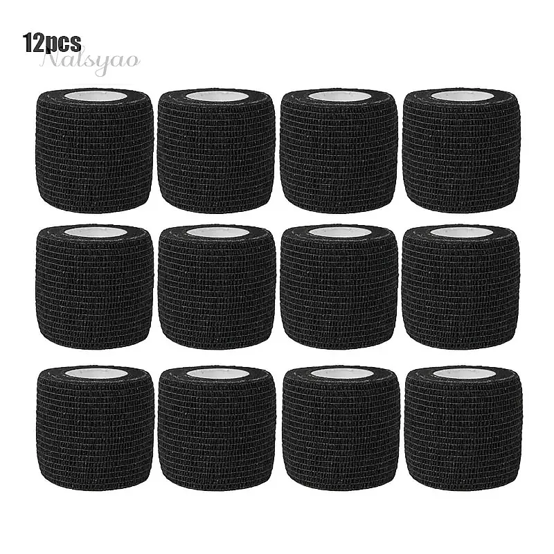 Black Self Adhesive Bandages Sports Tape Wrist Ankle First Aid 1/6PCS Cohesive Elastic Breathable Waterproof Wrap