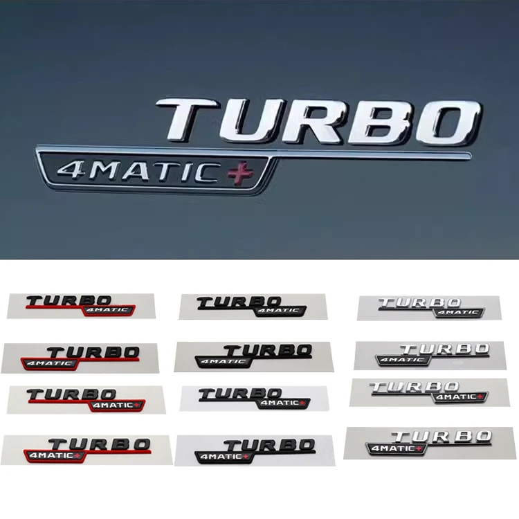 2pcs ABS Car Rear Trunk Sticker Emblem Fender Side Badge for Mercedes Benz TURBO 4MATIC 17-21 W213 W210 W204 W205 W168 CLA GLK