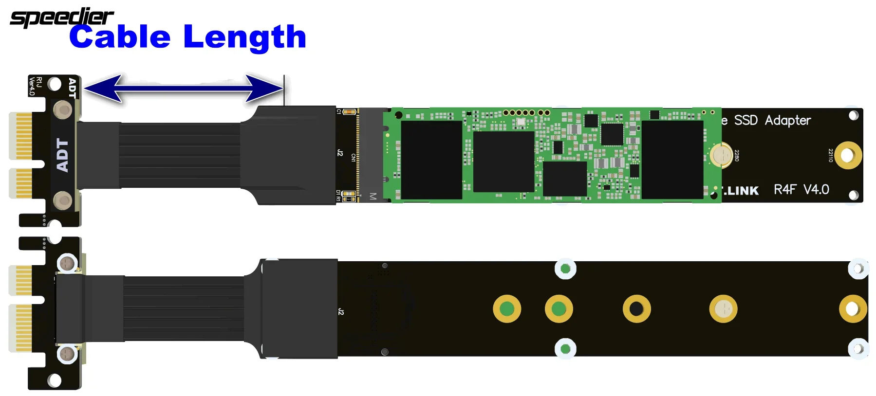 

PCIe4.0 M.2 NVMe SSD Extension Cable Solid Drive Riser Card M2 To PCI-Express 4.0 x1 PCIE Full Speed 16G/Bps MKey Riser Extender