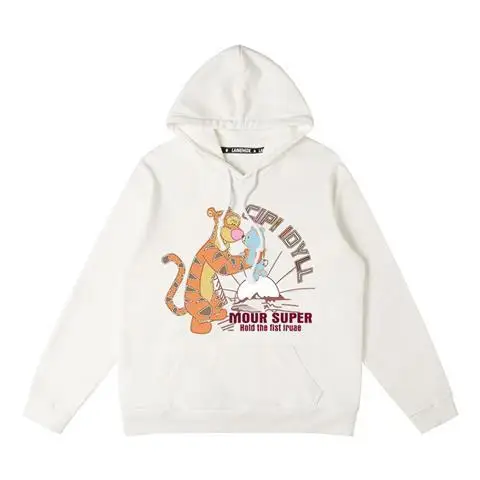 

Толстовка с рисунком тигра, осень-зима 2022, хлопковый флисовый пуловер, белая основа, персонаж тигра, розовая синяя рубашка, друг