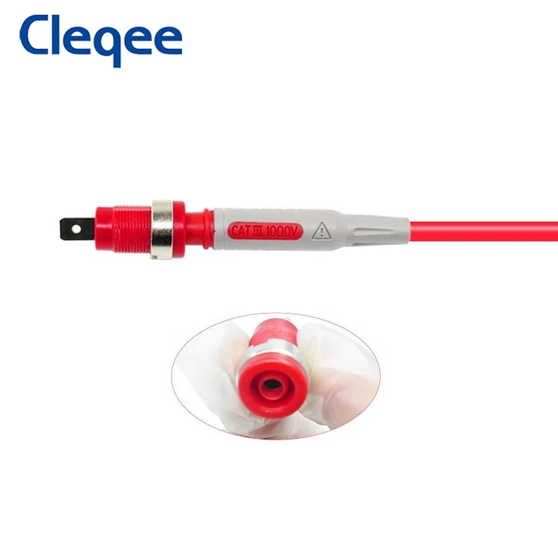 Cleqee P1032A 4มม.กล้วยปลั๊กทดสอบชุดเปลี่ยนได้ Gilded Multimeter Probe ความปลอดภัยหมวก Test Probe สำหรับมัลติมิเตอร์