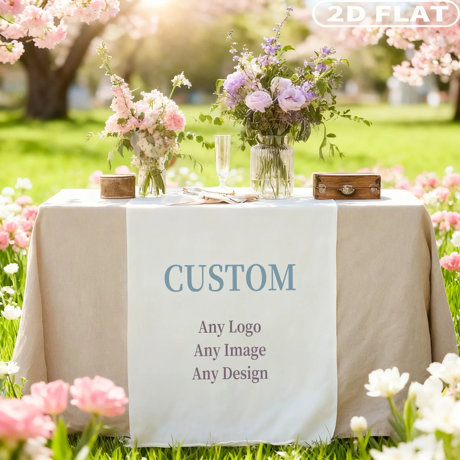 1pc Custom Polyester Table Runner, Outdoor Party Table Decor, Personalized with Your Design, Valentine's Day Party Table Decor