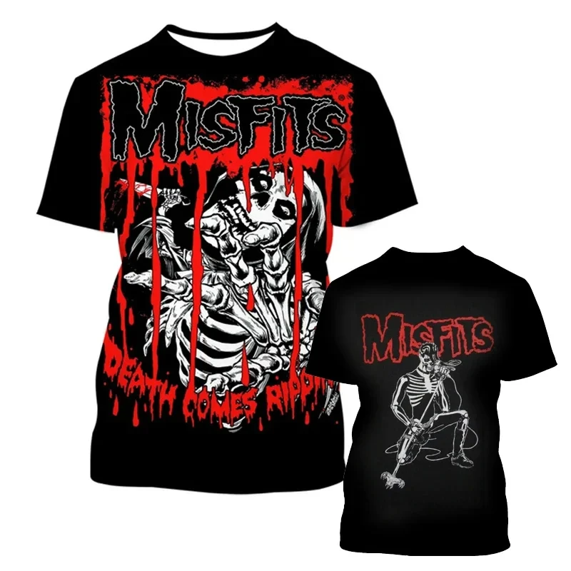 Horror Punk The Misfits Band 3D Print T-Shirt da uomo Fashion Hip Hop Trend Harajuku Street T Shirt Top Unisex abbigliamento oversize