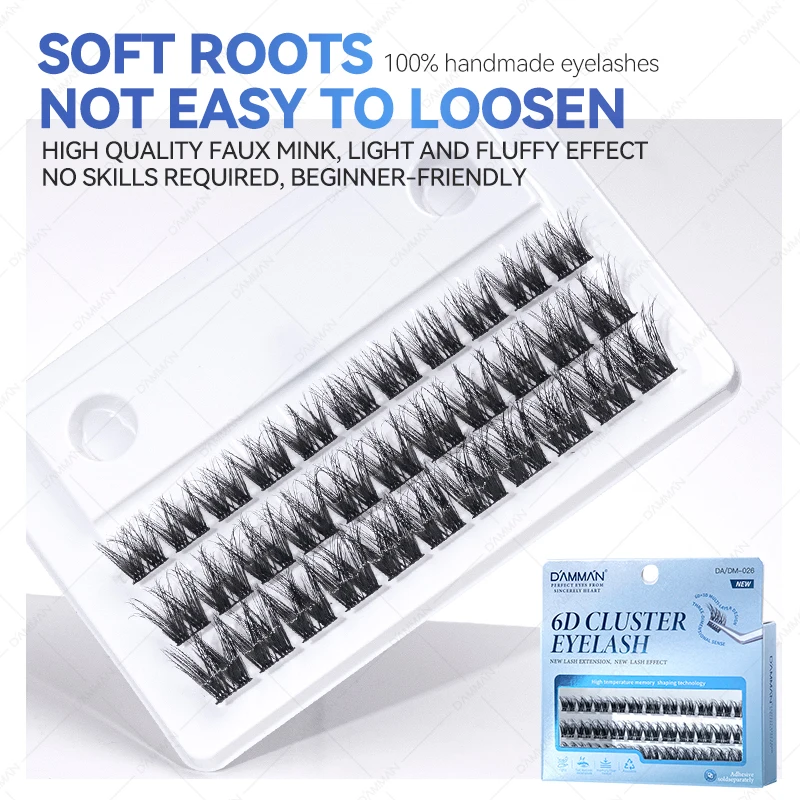 27Pcs Glue-free D Curl 0.07mm Tufted Eyelashes Self-adhesive False Lashes DIY Volume Lash Extension At Home Makeup Supplies